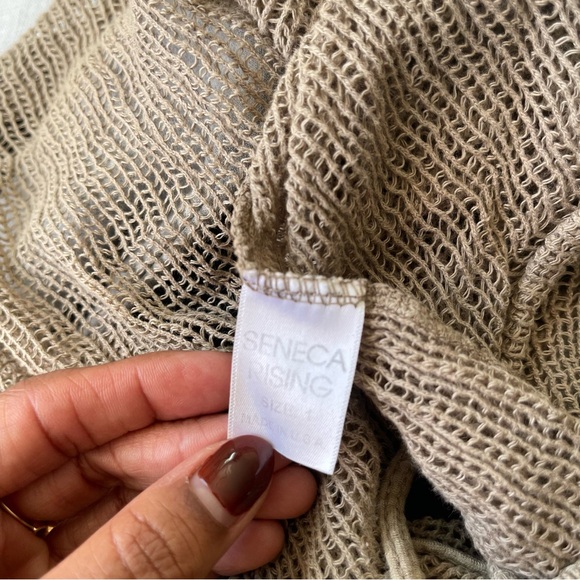 Seneca Rising Open Knit Tank Barneys NY Minimalist Linen Boho Crop Top Organic - Picture 6 of 7